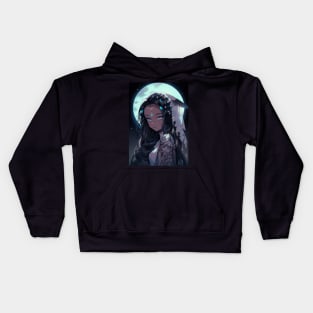 Moon anime girl wolf Kids Hoodie